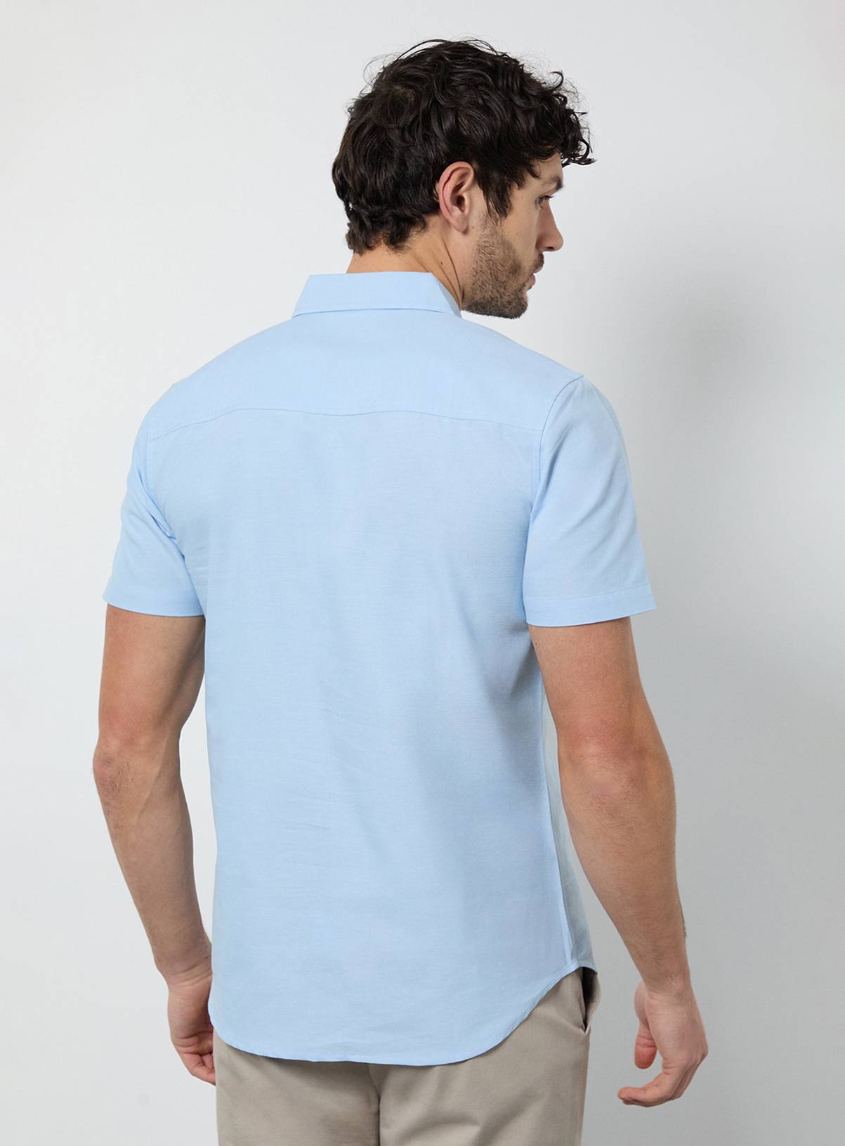 BURTON Light Blue Short Sleeve Oxford Shirt L - Image 3